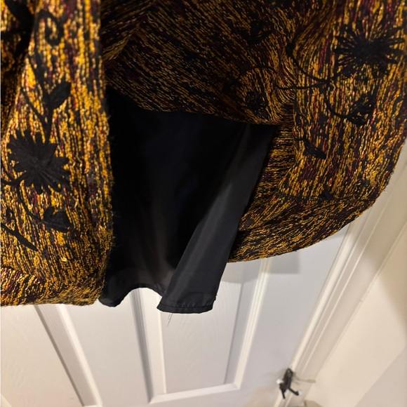 Wayward Fancies Elegant Long Sleeve Dress with Black and Gold Floral Medium - Picture 6 of 11